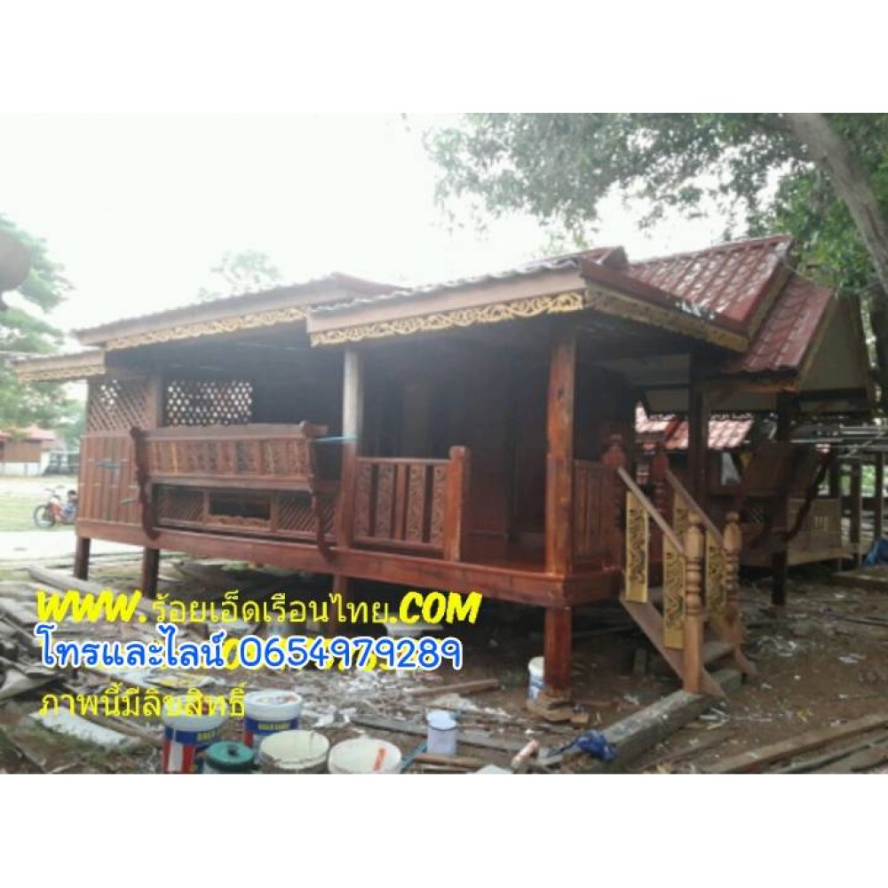 บ้านระเบียงข้างแบบที่17 ขนาด 5.5×7+ศาลาไม้